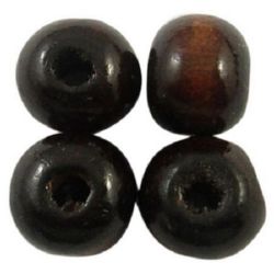 Wooden round bead for decoration 11x12 mm hole 4 mm brown - 50 grams ~ 95 pieces