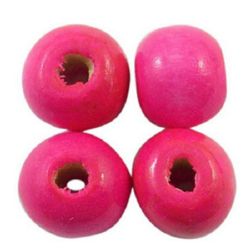 Wooden round bead for decoration 11x12 mm hole 4 mm pink - 50 grams ~ 95 pieces