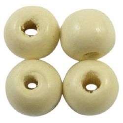 Wood beads, Round, white, 16x18mm, 4mm hole, 50 grams