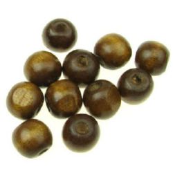 Wooden round bead for decoration 11x12 mm hole 4 mm light brown  - 50 grams ~ 95 pieces