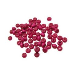 Wooden round bead for decoration 4x3 mm hole 1.2 mm deep pink - 20 grams