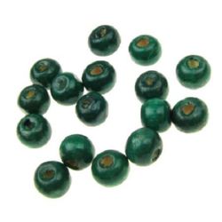 Beaded wood ball 7x8 mm hole 2 ~ 3 mm green -5Wooden round bead for decoration0 grams ~ 300 pieces