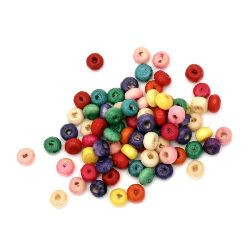 Wooden round bead for decoration 3x4 mm hole 1.2 mm mixed colors - 20 grams ~ 785 pieces