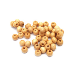 Wooden round bead for decoration 7x8 mm hole 2 mm wood color - 50 grams ~ 300 pieces