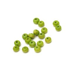 Wooden Round Bead for Decoration / 5x6 ~ 7 mm, Hole: 2 mm / Light Green - 50 grams ~ 650 pieces