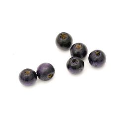 Wooden round bead for decoration 8x9 mm hole 3 mm purple - 50 grams ~ 220 pieces