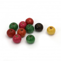 Wooden round bead for decoration 8x9 mm hole 3 mm mix - 50 grams ~ 220 pieces
