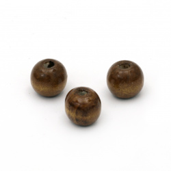 Wooden round bead for decoration 12x14 mm hole 4 mm brown - 50 grams ~ 60 pieces