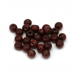 Wooden Round Beads for DIY and Craft, 7x8 mm, Hole: 2~3 mm, Burgundy, 50 grams ~ 280 pieces