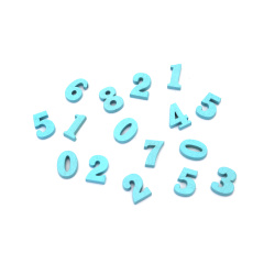 Wooden Numbers 14x4 mm, Color: Blue ~ 50 pieces