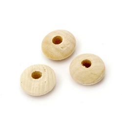 Wooden washer beads 15x8 mm hole 5 mm color wood - 10 pieces