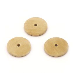 Wooden circle beads 25x5 mm hole 3 mm color wood - 20 pieces