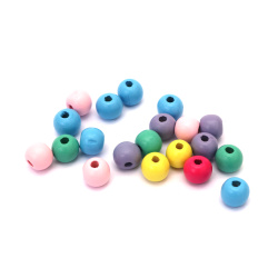 Wooden Ball Bead 11x12 mm, Hole: 3.5 mm, MIX ~ 65 pieces ~ 40 grams