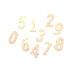 Natural Wooden Numbers,  21x38x1.5 mm - 20 pieces