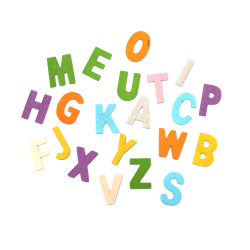 Colored Wooden Latin Letters,  22x34x1.5 mm, MIX - 20 pieces