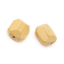 Natural Unfinished Rectangle Wooden Bead, Faceted, for DIY Jewelry and Crafts 29x25x17.5 mm, hole 3 mm - 2 pieces