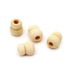 Natural Unfinished Wooden Bead for DIY Jewelry and Crafts 12x10 mm, hole 4 mm - 20 pieces