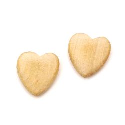 Natural Unfinished Wooden Bead, Heart, for DIY Jewelry and Crafts 26x25x9 mm, hole 2 mm - 2 pieces