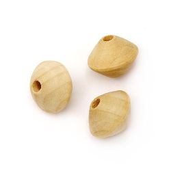 Natural Unfinished Bicone  Wooden Bead for DIY Jewelry and Crafts 15x19.5 mm, hole 4.5 mm - 10 pcs