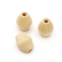 Natural Unfinished Bicone  Wooden Bead for DIY Jewelry and Crafts 21x16 mm, hole 4.5 mm - 5 pieces