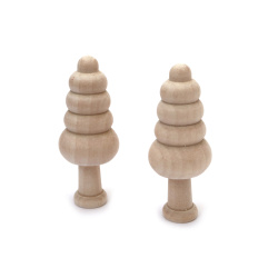 Mini figurină de brad de Crăciun din lemn 25x62 mm pentru decor - 2 bucăți