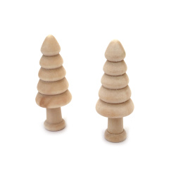 Charming Mini Wooden Christmas Tree Figures 25×65 mm, Set of 2 – Perfect for Festive Decorations, Crafts, and Creative Holiday Projects