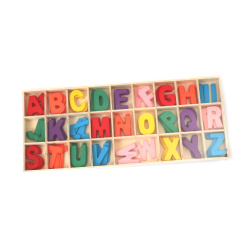 Set drvenih slova za kreativni hobi, 26 stilova x 5 kom, u kutiji 12,5x29,7x1,5 cm, asortirano