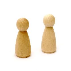 Unfinished solid wooden figures 54x20 mm color natural wood - 2 pieces