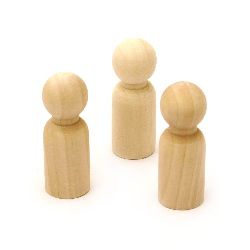 Unfinished solid wooden figures 44x18 mm color natural wood - 4 pieces