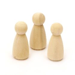 Unfinished solid wooden figures 44x19 mm color natural wood - 4 pieces