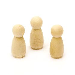 Unfinished solid wooden figures 35x15 mm color natural wood - 5 pieces