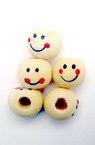 Wooden ball bead with smiling face for doll making 10 mm wood color - 50 pieces