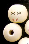  Wooden  Bead ball  smile 18 mm wood color -20 pieces