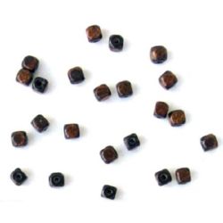 Κύβος, χάντρα, ξύλο 6x6mm τρύπα 2mm Καφέ Σκούρο -50 γραμμάρια ~ 433 τεμάχια