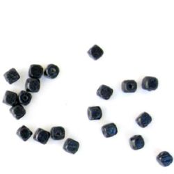 Wood Beads, Cube, Black, 6mm, hole 2mm, 50 grams ~ 433 pcs