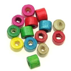 Wooden cylinder bead for decoration 5x4 mm hole 2 mm mix - 20 grams ~ 420 pieces