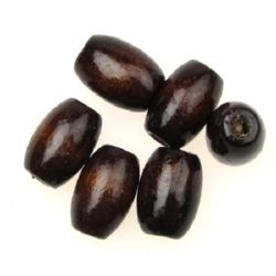 Wooden oval bead for decoration 15x10 mm hole 3.5 mm brown dark - 50 grams ~ 120 pieces