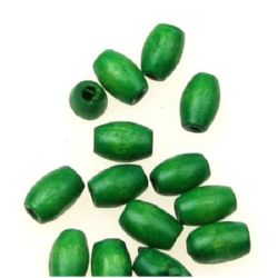 Wooden oval bead for decoration 8x5 mm hole 2 mm green - 50 grams ~ 700 pieces