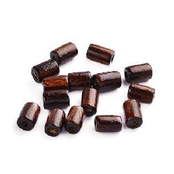 Cilindru lemn margele 8x5 mm gaură 2 mm maro închis -20 grame ~ 220 bucăți