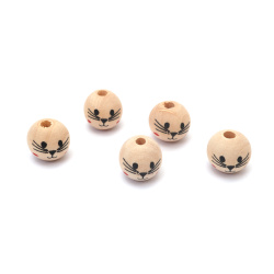 Stoc epuizat. Primeste notificare pe email cand produsul revine in stoc Beaded wood bead smile 15x16 mm gaură 4 mm culoare lemn