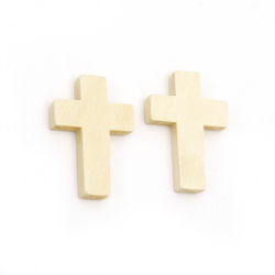 Wooden Pendant, Cross, Unfinished 33x21x5 mm, hole 2 mm - 10 pieces