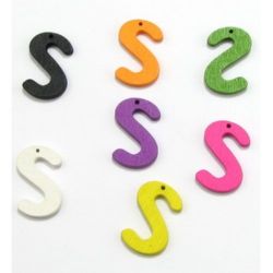 Colorful wooden pendant letters 24 mm colored - 1 piece