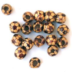 Wooden round bead 13x12 mm hole 3~4 mm painted - 20 grams ~ 36 pieces
