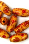 Wooden oval cylinder bead 14~ 5x8mm hole 3mm painted 20 grams ~ 63 pieces