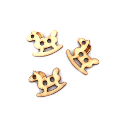 Wood Buttons, Horse, 2 holes - 2 mm - 10 pieces