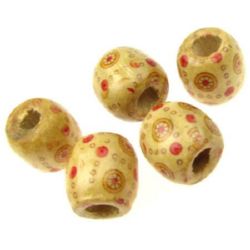Stoc epuizat. Primeste notificare pe email cand produsul revine in stoc Bile de lemn margele 16x17 mm orificiu 6 mm vopsit -50 grame