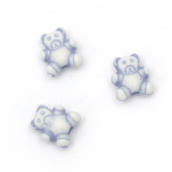 Teddy bear Faded Color 9x8x4.5 mm hole 2 mm color blue -50 grams ~ 230