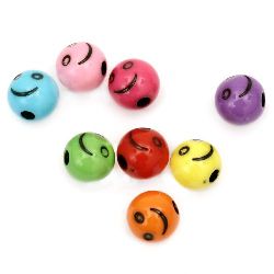 Ball bead with smile 10 mm hole 3 mm MIX -20 grams ~ 40 pieces