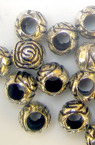Beaded metallic rose with black edging 8.5x9 mm hole 2 mm color silver -50 grams ~ 140 pieces