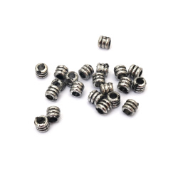 Metallized Cylinder Bead / 7x7 mm, Hole: 3.5 mm / Silver - 50 grams ~ 280 pieces